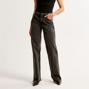 Abercombie & Fitch Black Wash baggy low rise jeans with raw hem